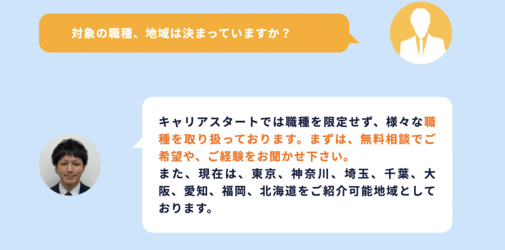 キャリアスタートの求人対応エリア